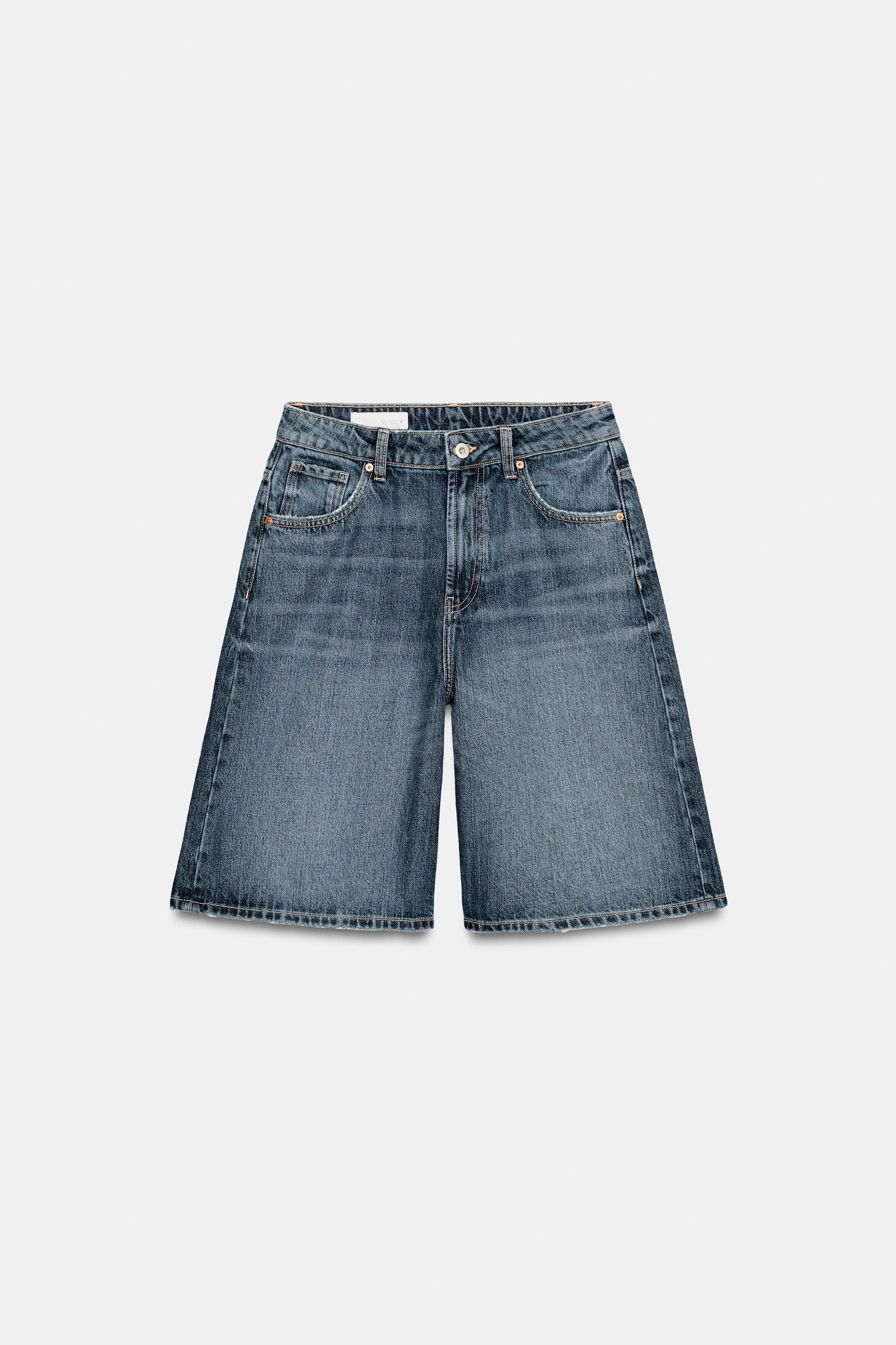 TRF MID-RISE BAGGY DENIM SHORTS